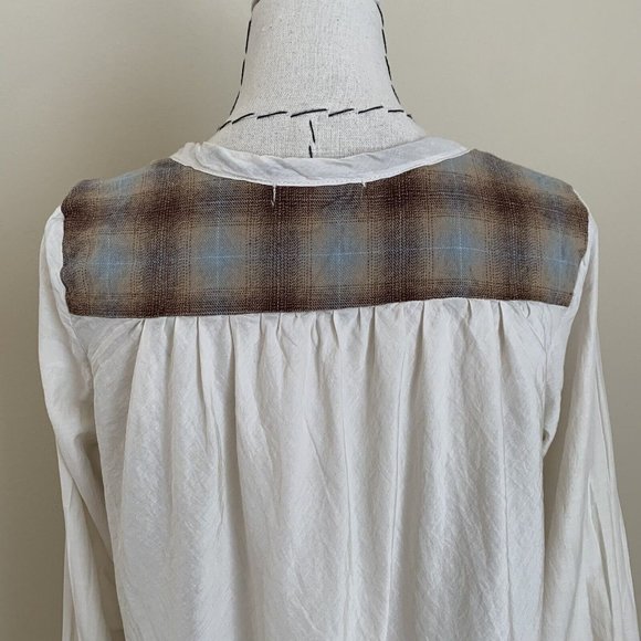 CP Shades Plaid M Cotton Silk Pullover Tunic Top Blouse Size XS Lagenlook Boho - Picture 6 of 10
